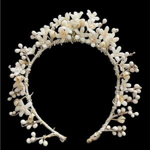 Vintage Elegant Floral Cream Wax Tiara and boutonnière